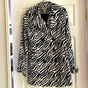 Vertigo Paris zebra print black and white short trench coat